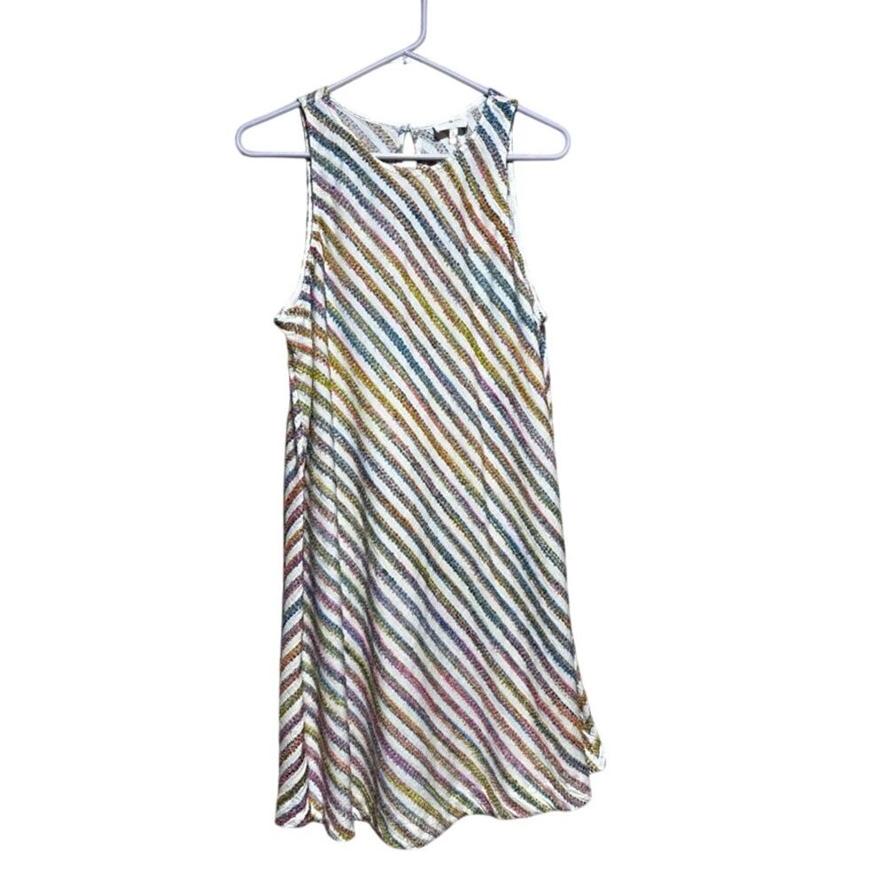 Lou & Grey Multicolor Rainbow Striped Shift Dress Size 8 Sleeveless Textured - Picture 1 of 8